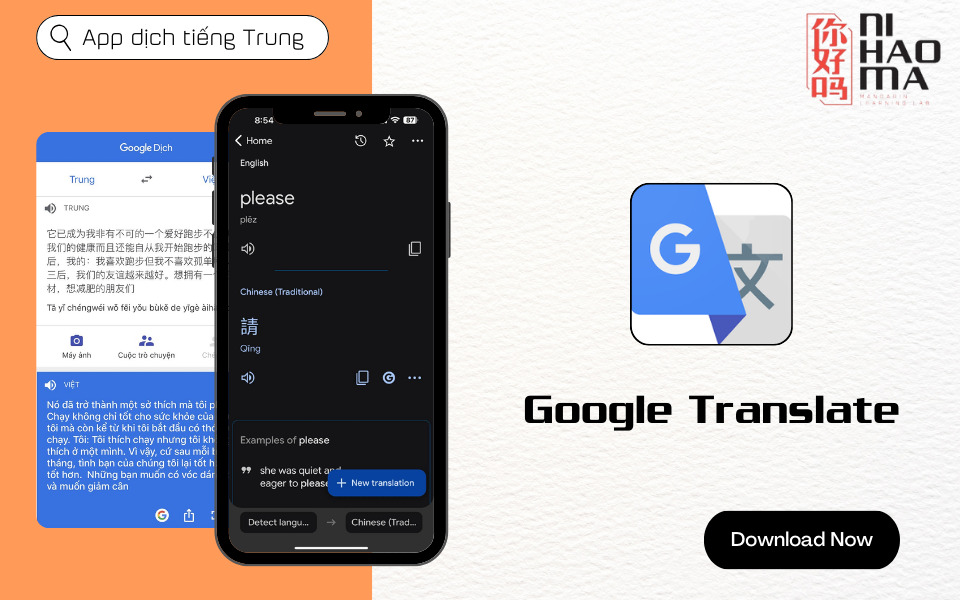 app dich tieng trung google dich