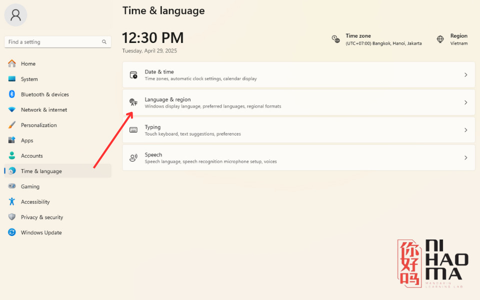 times & language windows