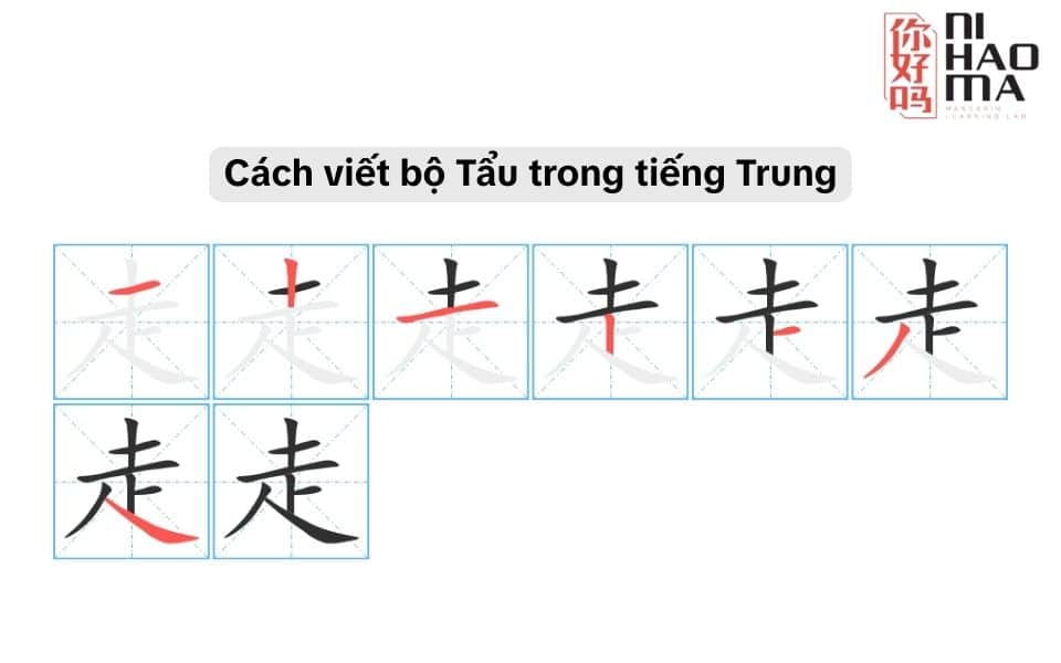 cách viết bộ tẩu trong tiếng trung