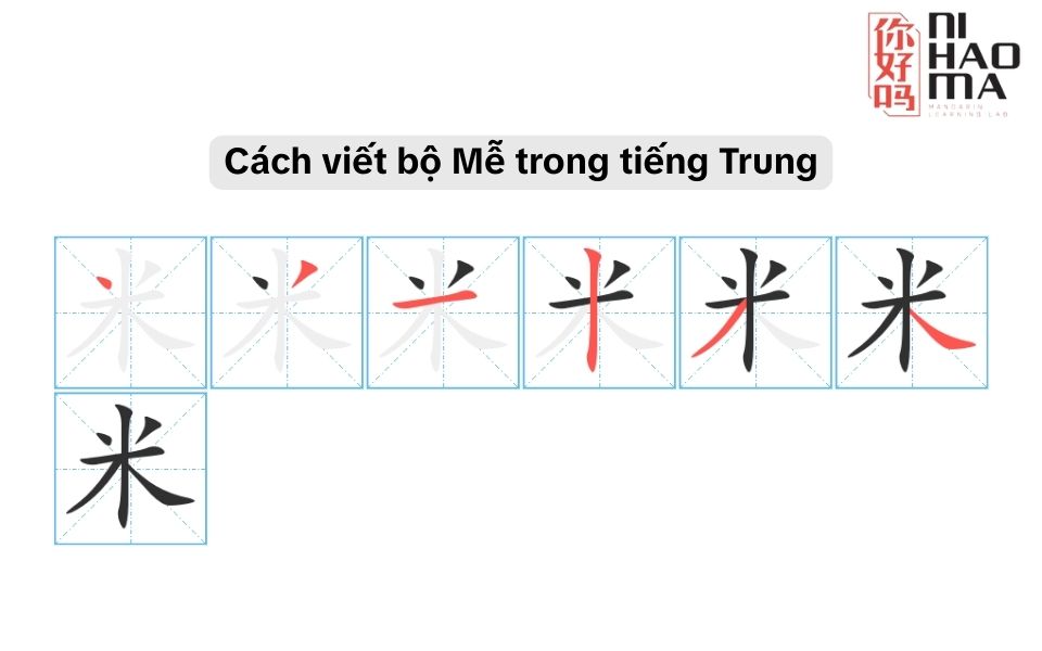 cách viết bộ mễ trong tiếng trung